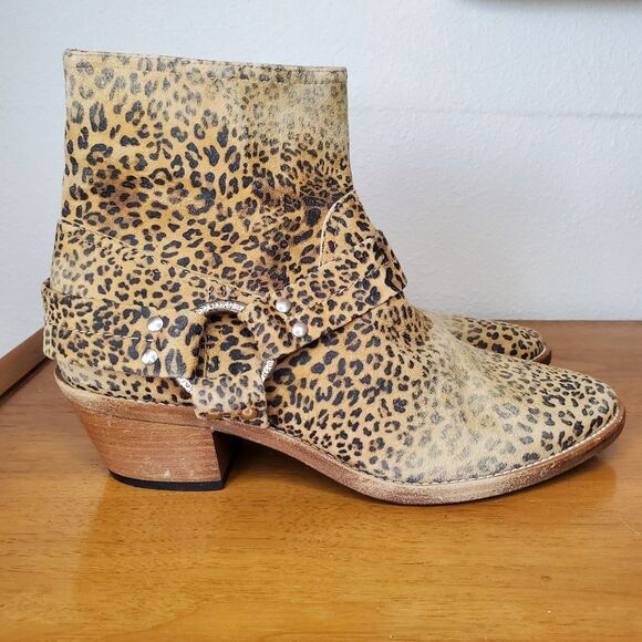 GOLDEN GOOSE DELUXE Leopard Print Ankle Boots Women Faded Western VENEZIA SZ39/9 - Picture 1 of 12